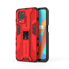 Coque Contour Silicone et Plastique Housse Etui Mat avec Aimant Magnetique Support KC3 pour Realme 8 5G Rouge