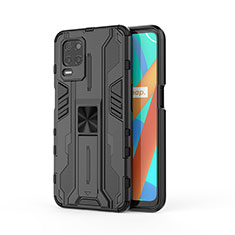 Coque Contour Silicone et Plastique Housse Etui Mat avec Aimant Magnetique Support KC3 pour Realme 8s 5G Noir