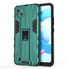 Coque Contour Silicone et Plastique Housse Etui Mat avec Aimant Magnetique Support KC3 pour Realme C11 (2021) Vert