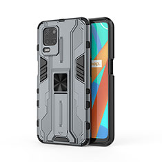 Coque Contour Silicone et Plastique Housse Etui Mat avec Aimant Magnetique Support KC3 pour Realme Q3i 5G Gris