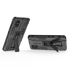 Coque Contour Silicone et Plastique Housse Etui Mat avec Aimant Magnetique Support KC3 pour Samsung Galaxy A51 4G Noir