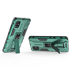 Coque Contour Silicone et Plastique Housse Etui Mat avec Aimant Magnetique Support KC3 pour Samsung Galaxy A51 5G Vert