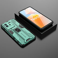 Coque Contour Silicone et Plastique Housse Etui Mat avec Aimant Magnetique Support KC3 pour Vivo iQOO Neo6 SE 5G Vert