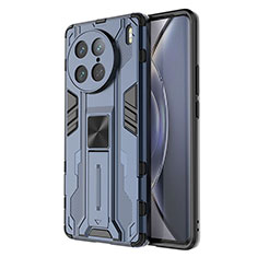 Coque Contour Silicone et Plastique Housse Etui Mat avec Aimant Magnetique Support KC3 pour Vivo X90 Pro 5G Bleu