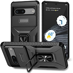 Coque Contour Silicone et Plastique Housse Etui Mat avec Aimant Magnetique Support MQ1 pour Google Pixel 7 5G Noir