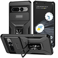 Coque Contour Silicone et Plastique Housse Etui Mat avec Aimant Magnetique Support MQ1 pour Google Pixel 7 Pro 5G Noir