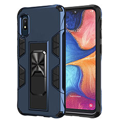 Coque Contour Silicone et Plastique Housse Etui Mat avec Aimant Magnetique Support MQ1 pour Samsung Galaxy A10e Bleu