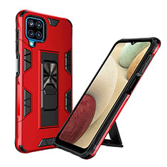 Coque Contour Silicone et Plastique Housse Etui Mat avec Aimant Magnetique Support MQ1 pour Samsung Galaxy A12 5G Rouge