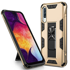 Coque Contour Silicone et Plastique Housse Etui Mat avec Aimant Magnetique Support MQ1 pour Samsung Galaxy A50 Or