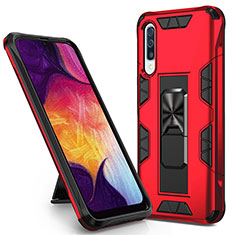 Coque Contour Silicone et Plastique Housse Etui Mat avec Aimant Magnetique Support MQ1 pour Samsung Galaxy A50 Rouge