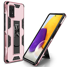 Coque Contour Silicone et Plastique Housse Etui Mat avec Aimant Magnetique Support MQ1 pour Samsung Galaxy A52 4G Or Rose