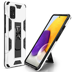 Coque Contour Silicone et Plastique Housse Etui Mat avec Aimant Magnetique Support MQ1 pour Samsung Galaxy A52s 5G Blanc