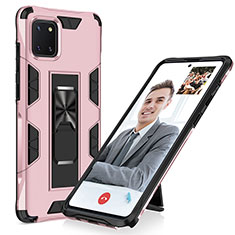 Coque Contour Silicone et Plastique Housse Etui Mat avec Aimant Magnetique Support MQ1 pour Samsung Galaxy A81 Or Rose