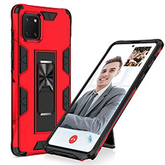 Coque Contour Silicone et Plastique Housse Etui Mat avec Aimant Magnetique Support MQ1 pour Samsung Galaxy A81 Rouge