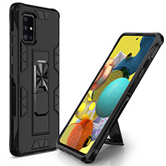 Coque Contour Silicone et Plastique Housse Etui Mat avec Aimant Magnetique Support MQ1 pour Samsung Galaxy M40S Noir