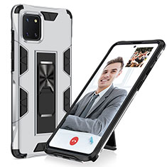 Coque Contour Silicone et Plastique Housse Etui Mat avec Aimant Magnetique Support MQ1 pour Samsung Galaxy M60s Argent