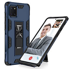 Coque Contour Silicone et Plastique Housse Etui Mat avec Aimant Magnetique Support MQ1 pour Samsung Galaxy M60s Bleu