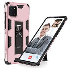 Coque Contour Silicone et Plastique Housse Etui Mat avec Aimant Magnetique Support MQ1 pour Samsung Galaxy Note 10 Lite Or Rose