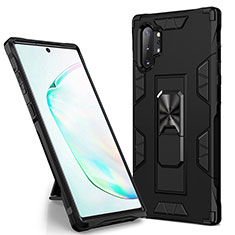 Coque Contour Silicone et Plastique Housse Etui Mat avec Aimant Magnetique Support MQ1 pour Samsung Galaxy Note 10 Plus 5G Noir