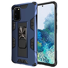 Coque Contour Silicone et Plastique Housse Etui Mat avec Aimant Magnetique Support MQ1 pour Samsung Galaxy S20 Plus 5G Bleu