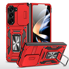 Coque Contour Silicone et Plastique Housse Etui Mat avec Aimant Magnetique Support MQ1 pour Samsung Galaxy Z Fold5 5G Rouge