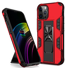 Coque Contour Silicone et Plastique Housse Etui Mat avec Aimant Magnetique Support pour Apple iPhone 12 Pro Max Rouge