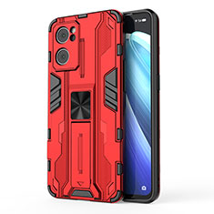 Coque Contour Silicone et Plastique Housse Etui Mat avec Aimant Magnetique Support pour OnePlus Nord CE 2 5G Rouge