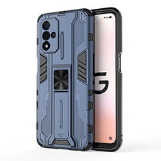 Coque Contour Silicone et Plastique Housse Etui Mat avec Aimant Magnetique Support pour Oppo A93s 5G Bleu