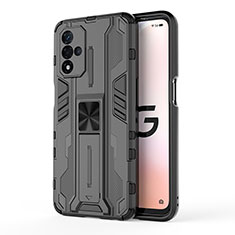 Coque Contour Silicone et Plastique Housse Etui Mat avec Aimant Magnetique Support pour Oppo A93s 5G Noir