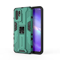 Coque Contour Silicone et Plastique Housse Etui Mat avec Aimant Magnetique Support pour Oppo A94 5G Vert