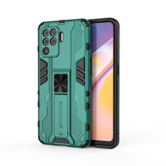 Coque Contour Silicone et Plastique Housse Etui Mat avec Aimant Magnetique Support pour Oppo F19 Pro Vert