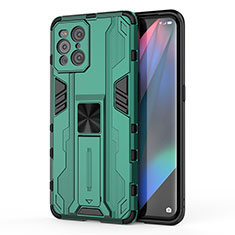 Coque Contour Silicone et Plastique Housse Etui Mat avec Aimant Magnetique Support pour Oppo Find X3 5G Vert