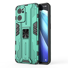 Coque Contour Silicone et Plastique Housse Etui Mat avec Aimant Magnetique Support pour Oppo Find X5 Lite 5G Vert