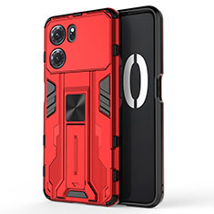 Coque Contour Silicone et Plastique Housse Etui Mat avec Aimant Magnetique Support pour Oppo K10 5G Rouge