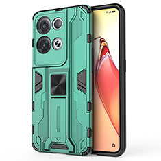 Coque Contour Silicone et Plastique Housse Etui Mat avec Aimant Magnetique Support pour Oppo Reno8 Pro+ Plus 5G Vert