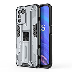 Coque Contour Silicone et Plastique Housse Etui Mat avec Aimant Magnetique Support pour Realme 9 SE 5G Gris