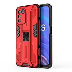 Coque Contour Silicone et Plastique Housse Etui Mat avec Aimant Magnetique Support pour Realme 9 SE 5G Rouge