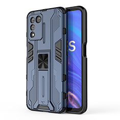 Coque Contour Silicone et Plastique Housse Etui Mat avec Aimant Magnetique Support pour Realme Q3s 5G Bleu