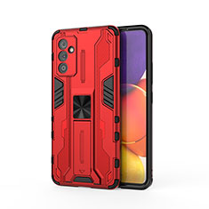 Coque Contour Silicone et Plastique Housse Etui Mat avec Aimant Magnetique Support pour Samsung Galaxy A05s Rouge