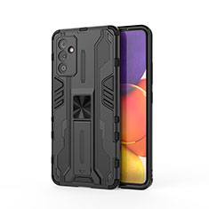 Coque Contour Silicone et Plastique Housse Etui Mat avec Aimant Magnetique Support pour Samsung Galaxy A24 4G Noir