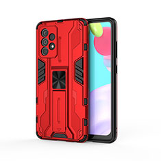 Coque Contour Silicone et Plastique Housse Etui Mat avec Aimant Magnetique Support pour Samsung Galaxy A52s 5G Rouge