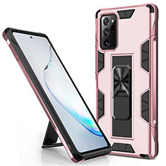 Coque Contour Silicone et Plastique Housse Etui Mat avec Aimant Magnetique Support pour Samsung Galaxy Note 20 Ultra 5G Or Rose