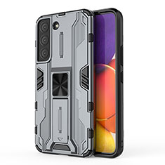 Coque Contour Silicone et Plastique Housse Etui Mat avec Aimant Magnetique Support pour Samsung Galaxy S21 FE 5G Gris