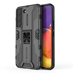 Coque Contour Silicone et Plastique Housse Etui Mat avec Aimant Magnetique Support pour Samsung Galaxy S21 Plus 5G Noir