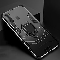 Coque Contour Silicone et Plastique Housse Etui Mat avec Aimant Magnetique Support pour Xiaomi Redmi Note 8 (2021) Noir