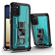 Coque Contour Silicone et Plastique Housse Etui Mat avec Aimant Magnetique Support Q01W pour Samsung Galaxy A02s Bleu Ciel