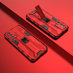 Coque Contour Silicone et Plastique Housse Etui Mat avec Aimant Magnetique Support T01 pour Oppo F19s Rouge