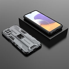 Coque Contour Silicone et Plastique Housse Etui Mat avec Aimant Magnetique Support T01 pour Samsung Galaxy A22 4G Gris