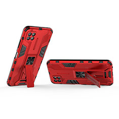 Coque Contour Silicone et Plastique Housse Etui Mat avec Aimant Magnetique Support T01 pour Samsung Galaxy A22 5G Rouge