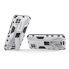 Coque Contour Silicone et Plastique Housse Etui Mat avec Aimant Magnetique Support T01 pour Samsung Galaxy A22s 5G Blanc